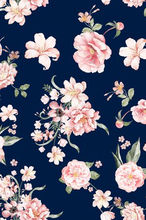 水彩花卉印花华亿平台图片