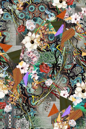 几何花卉印花华亿平台图片