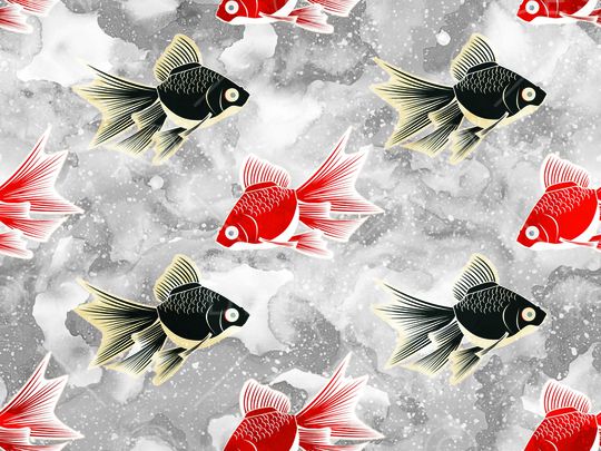 简笔鱼印花华亿平台图片