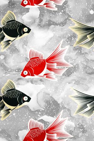 简笔鱼印花华亿平台图片