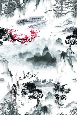 水墨风印花华亿平台图片