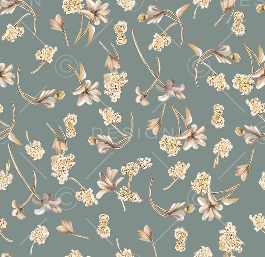 清爽底花卉印花华亿平台图片