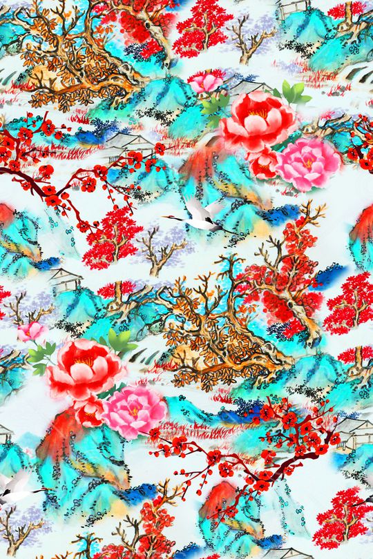 水墨风印花华亿平台图片