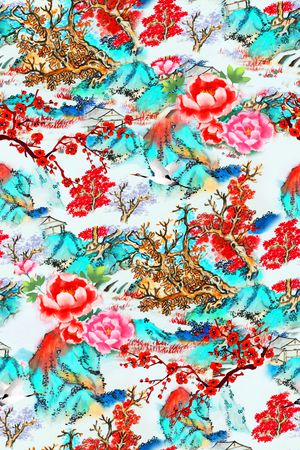 水墨风印花华亿平台图片