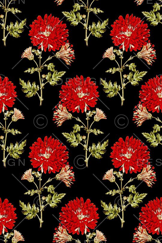 手绘大花印花华亿平台图片