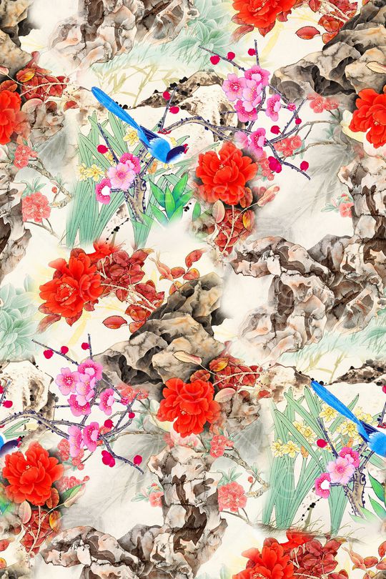 花鸟印花华亿平台图片