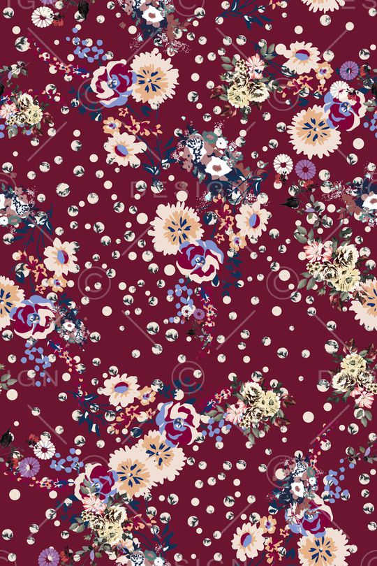 手绘花卉印花华亿平台图片