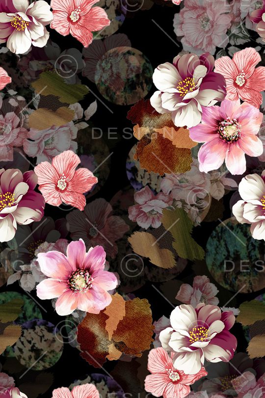 抽象花卉印花华亿平台图片