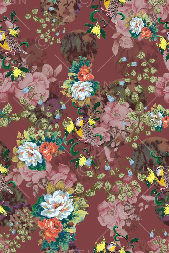 花鸟印花华亿平台图片