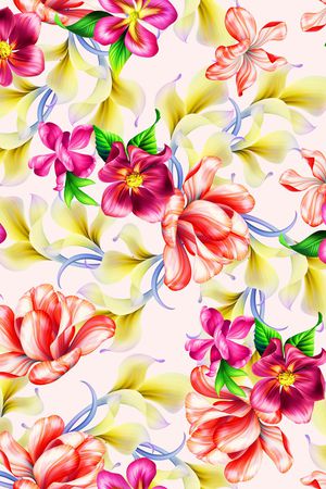 彩底花卉印花华亿平台图片