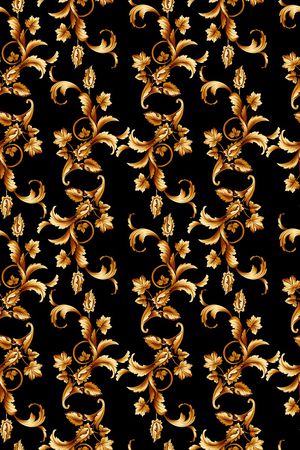 黑底花卉印花华亿平台图片