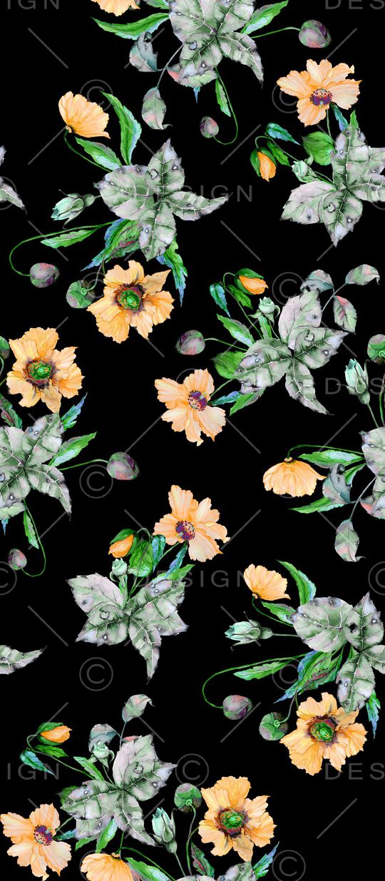 水彩花卉印花华亿平台图片