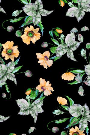 水彩花卉印花华亿平台图片