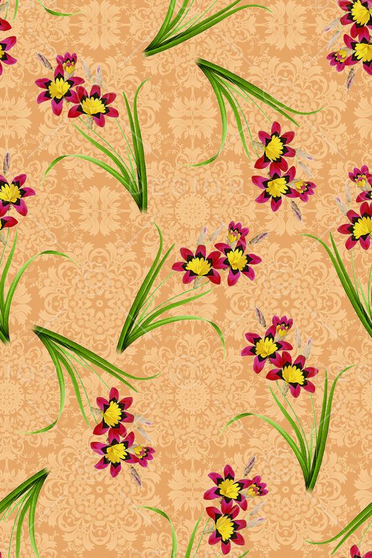 手绘花卉印花华亿平台图片