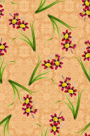 手绘花卉印花华亿平台图片