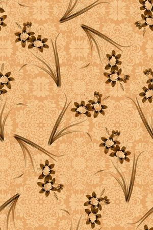 手绘花卉印花华亿平台图片