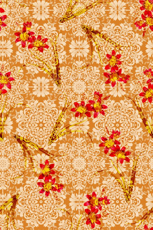 手绘花卉印花华亿平台图片