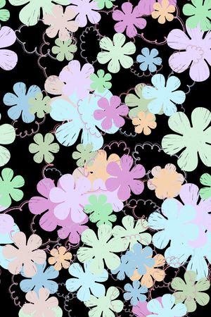 黑底花卉印花华亿平台图片