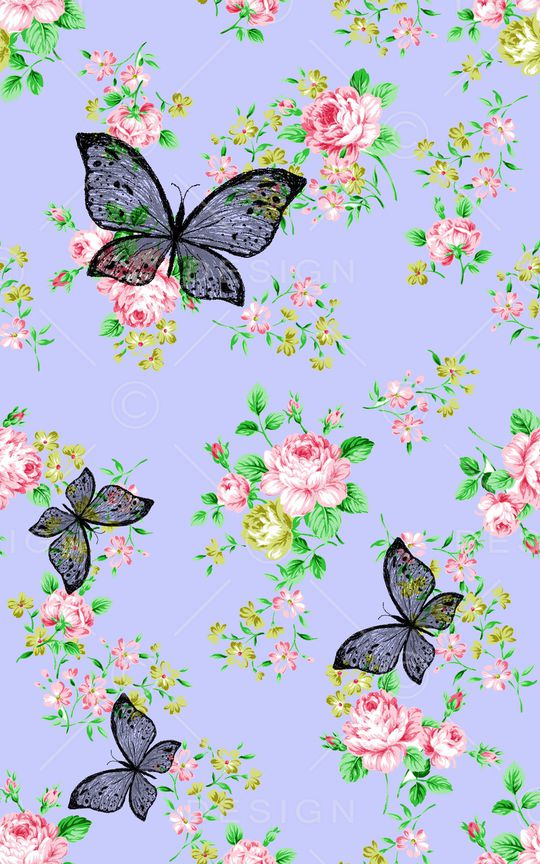 花卉蝴蝶印花华亿平台图片