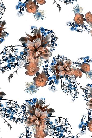 水彩花卉印花华亿平台图片