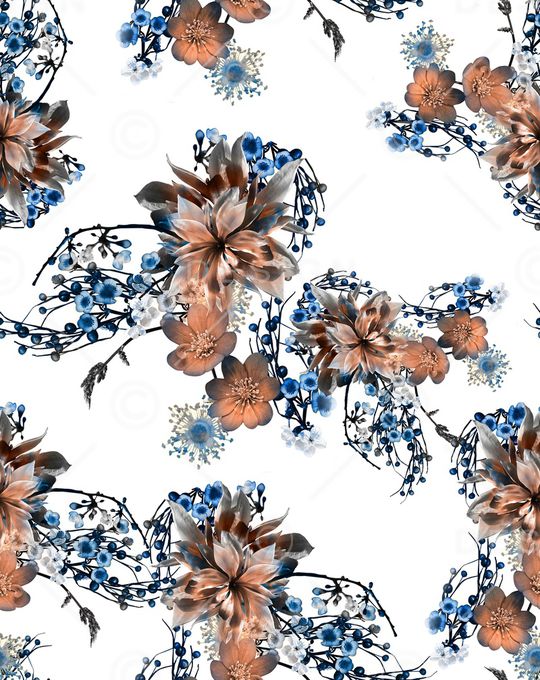 水彩花卉印花华亿平台图片