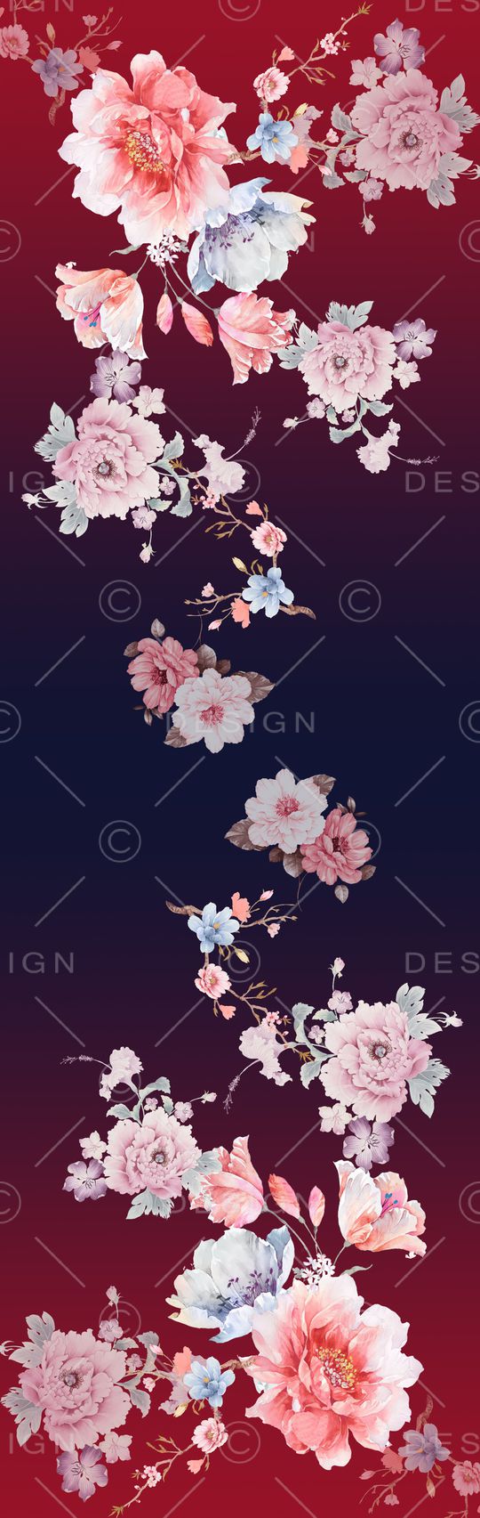 水彩花卉印花华亿平台图片