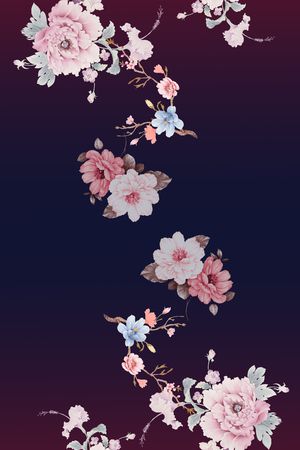 水彩花卉印花华亿平台图片