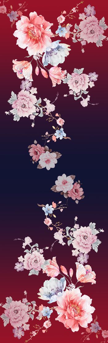 水彩花卉印花华亿平台图片