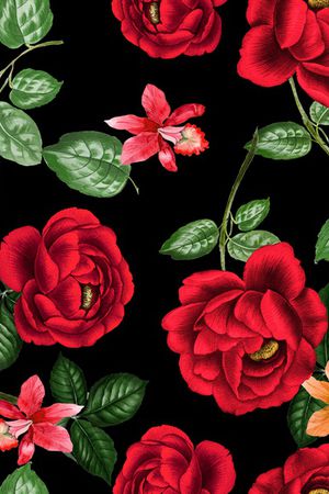 水彩花卉印花华亿平台图片