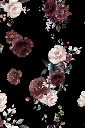 水彩花卉印花华亿平台图片