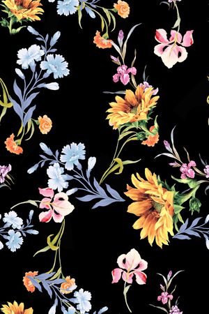 水彩花卉印花华亿平台图片