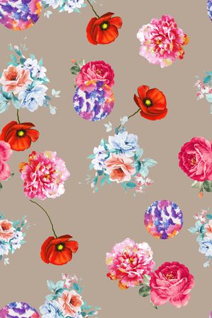 水彩花卉印花华亿平台图片