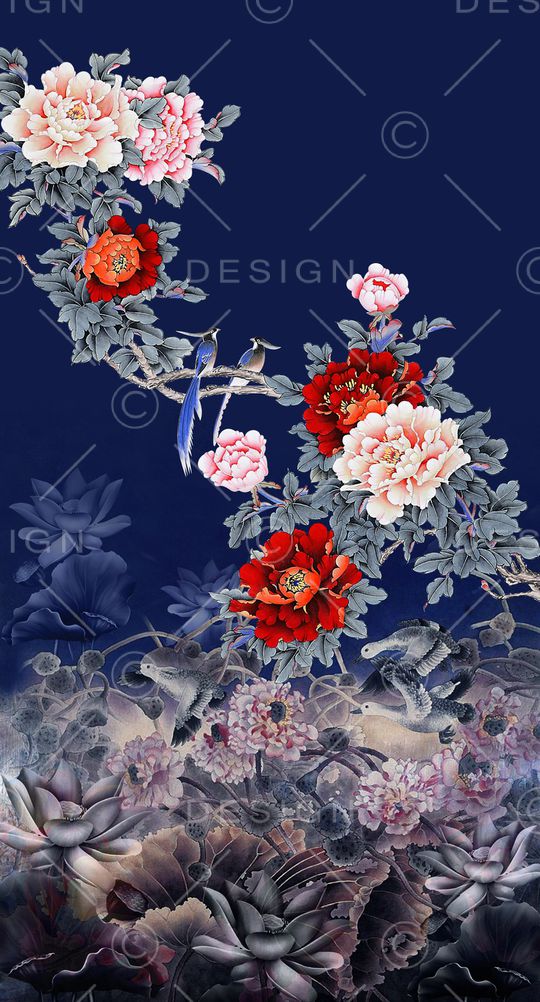 中国风定位花印花华亿平台图片