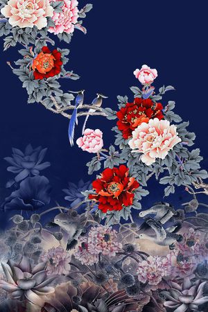 中国风定位花印花华亿平台图片