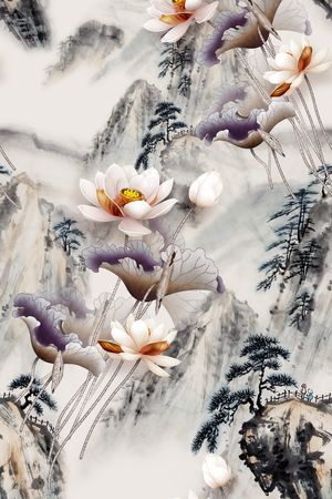 荷花印花华亿平台图片