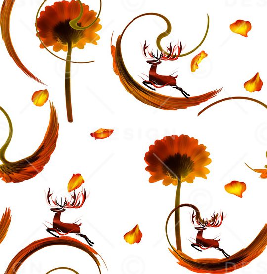 清爽底花卉印花华亿平台图片