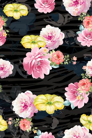 水彩花卉印花华亿平台图片