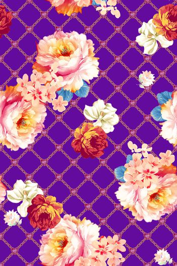 水彩花卉印花华亿平台图片