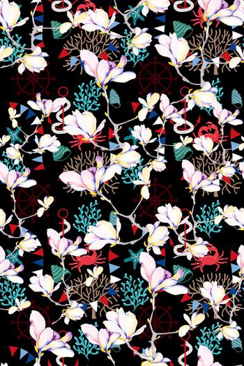 水彩花卉印花华亿平台图片