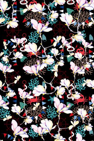 水彩花卉印花华亿平台图片