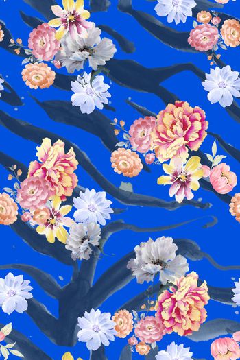 水彩花卉印花华亿平台图片