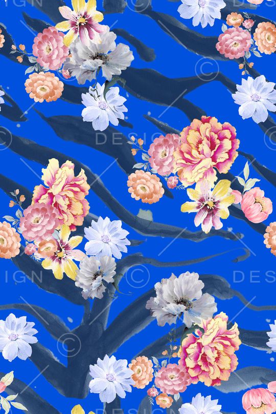 水彩花卉印花华亿平台图片