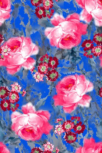 水彩花卉印花华亿平台图片