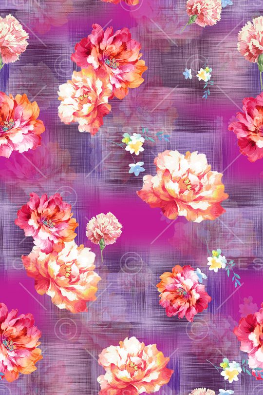 水彩花卉印花华亿平台图片