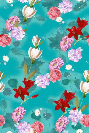 水彩花卉印花华亿平台图片