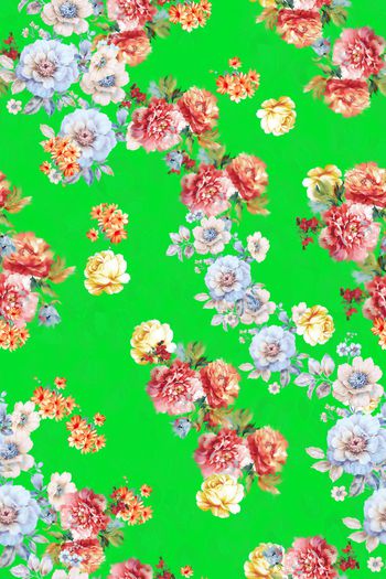 水彩花卉印花华亿平台图片