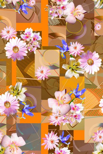 水彩花卉印花华亿平台图片