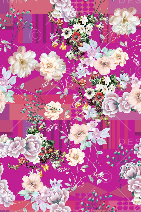 水彩花卉印花华亿平台图片