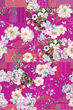 水彩花卉印花华亿平台图片