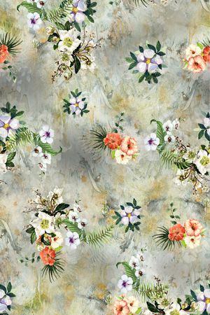 水彩花卉印花华亿平台图片